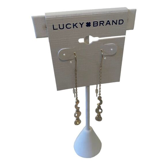 Matte Gold Toned Moon Phase Delicate Threader Earrings. - Picture 2 of 4